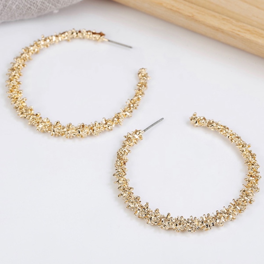 Silver/Gold Textured Hoop Earrings